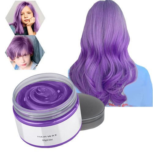 Temporary Hair Color Wax, Washable Hair Wax Dye for Men Women, 4.23 Ounces Hair Styling Clay Ash for Crazy Hair Cosplay Party, Makeup kit Gifts for 8-10-12+ Years Old Girls Kids, Men Women(Purple)