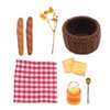 UPKOCH Miniature Food Dollhouse Accessories Decor Set, 1:12 Scale Bread Honey Basket Picnic Cloth Flowers, Tiny Realistic Kitchen Decoration Accessories Mini Room Display Props Models