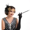 Bubbmi 1920s Flapper Headband Peacock Feather Headpiece, Great Gatsby Headband Costume Accessories for Women Showgirl Parties (BQ017black-gold)
