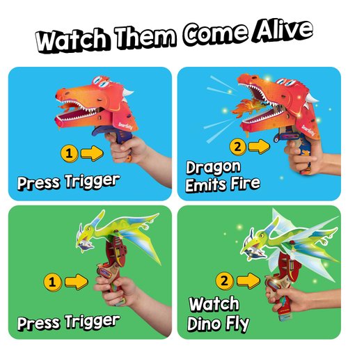 Smartivity Mech Beasts - DIY Dragon & Dinosaur for Kids Ages 6-12 Years I STEM Toy I Moving Mouth and Flying Action | Christmas, Birthday Gifts for Boys & Girls | Science Kit for Kids 6,7,8,9,10,11,12