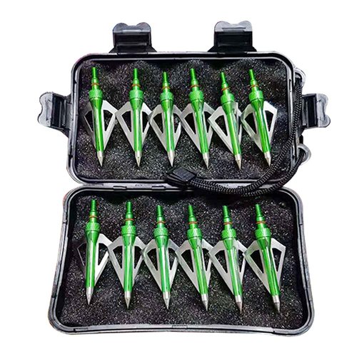 EOOENOON Archery 12PK 3 Blades Hunting Broadheads 100 Grain Screw-in Arrow Heads Arrow Tips Compatible with Crossbow and Compound Bow + 1 PK Broadhead Storage Case
