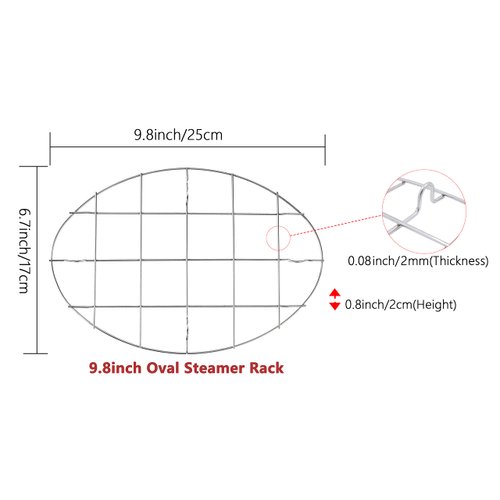 T&B 9.8x6.7 Inch Oval Roasting Cooling Rack 304 Stainless Steel Baking Broiling Rack Cookware 0.8 Inch heigh thick version 1PC