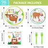 96 Pcs Sloth Animal Party Supplies Sloth Birthday Party Tableware Set Sloth Hanging Decorations Kids Sloth Themed Baby Shower Birthday party Paper Plate Napkin Fork 24 Guests