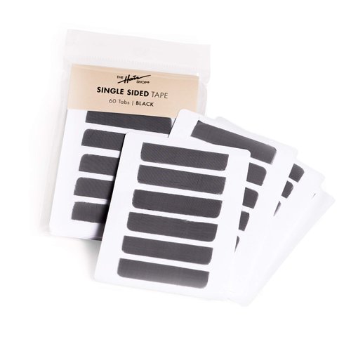 Single Sided Tape-In Extension Tape by The Hair Shop-Professional Strong No Residue Bonding Single-Sided Replacement Tape for 100% Remy Human Hair Extensions, 60 Tabs (4 cm x 0.9 cm) (Black)