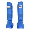 Karate Shin Instep Martial Arts Padded Shin Guards Protectors Sparring Taekwondo Training Pads (Blue, XL)