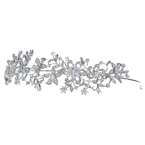 SAMKY Charming Flower Wreath Headband Style Crystal Bridal Tiara T1270