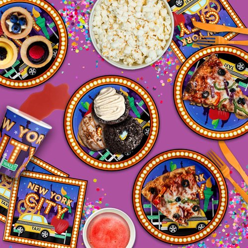 New York City NYC Birthday Party Supplies Set Plates Napkins Cups Tableware Kit for 16