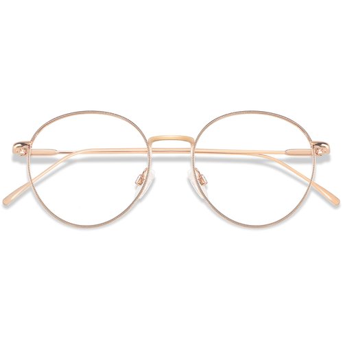 ANDWOOD Blue Light Blocking Glasses Women Men Computer Small Face Clear Bluelight Blocker Metal Frame Round Rose Gold