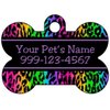 uDesignUSA Animal Print Dog Tag Pet Id Tag Personalized w/Name & Number Leopard Print Dog Bone (Rainbow Purple)