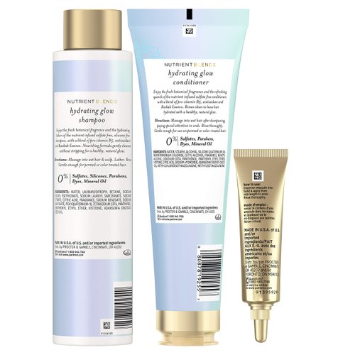 Pantene Shampoo and Conditioner Plus Hair Mask Rescue Shot Treatment with Baobab Essence/Nutrient Blends For Hydrating Glow, White