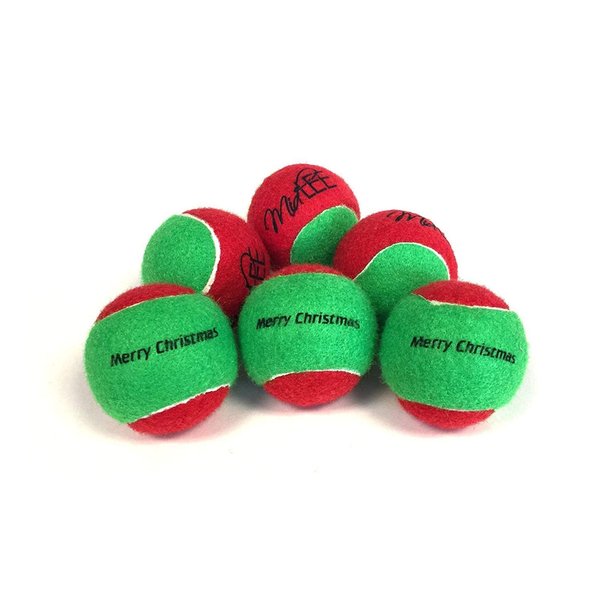 Midlee Christmas 2.5" Dog Tennis Balls with Squeaker - 6pk