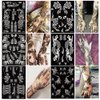 PPVWEY 10 Sheets Henna Tattoo Stencils 10 Pair Arm Hand Tattoo Template Temporary Indian Arabian Glitter Airbrush Tattoo Stickers for Face Body Paint DIY (Black)