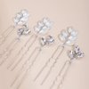 Kercisbeauty Silver Leaf Hair Pins Set (6PCS): Handmade Crystal Hair Pieces for Bohemian Weddings and Occasions