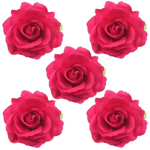 Halloween Rose Hair Clips Brooch Flower Red Rose Barrettes Brooch Pins Rose Hair Clip Breastpin Women Fashion Party Decoration Cosplay Costume Headpiece Cute Handmade Hair Accessories 5 Pack Rose