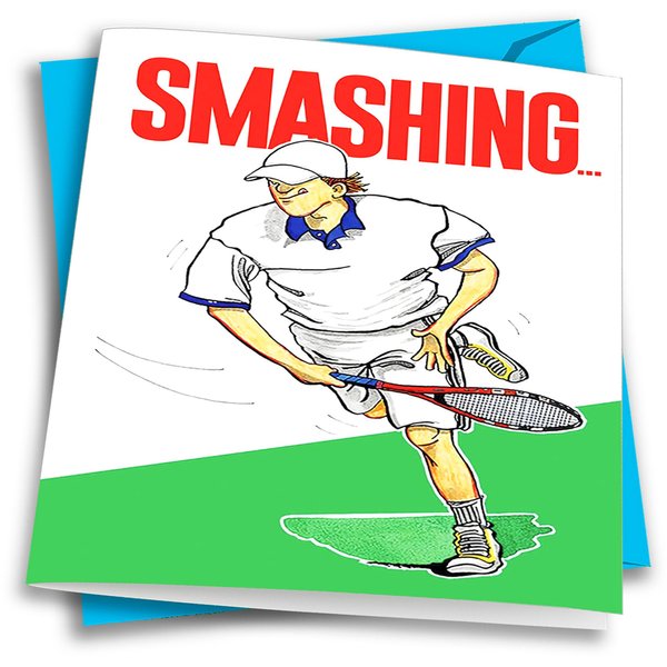 Play Strong Tennis Birthday Card 1-Pack (5x7) Power Player Illustrated Sports Birthday Cards Greeting Cards- Awesome for Tennis Players, Coaches and Fans Birthdays, Gifts and Parties!