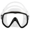 IST Oversized vision tempered glass diving mask - Metallic Black