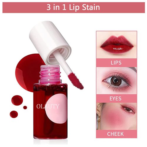 6 Colors Liquid Tint Stain, Korean Lip Gloss Moisturizing Natural Mini Liquid Lipstick, Lip Stain Long Lasting Waterproof, Multi-Use Lip and Cheek Tint Stain