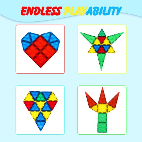 Gemmicc Magnetic Tiles, Magnet Toys Building Blocks for Kids, STEM Approved Educational Toys, Starter Set Magnet Puzzles Stacking Blocks,Sensory Montessori Toys for Boys Girls