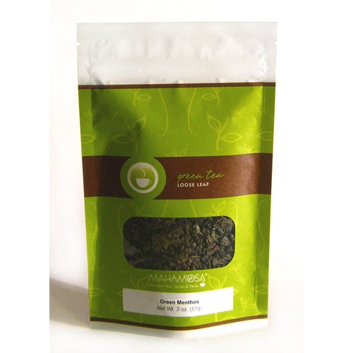 Mahamosa Green Menthos Tea 2 oz (spearmint) - Flavored Mint Green Tea Blend Loose Leaf (Looseleaf)