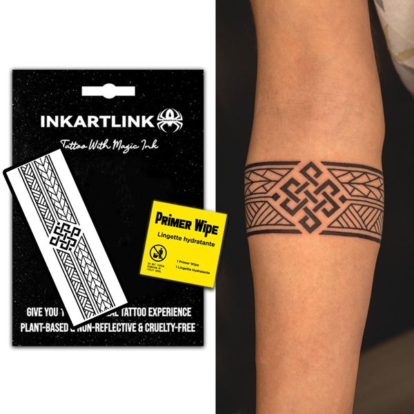 INKARTLINK semi-permanent temporary tattoos, realistic arm tattoos, waterproof and non-reflective, exquisite packaging, unique design (Armband 8)