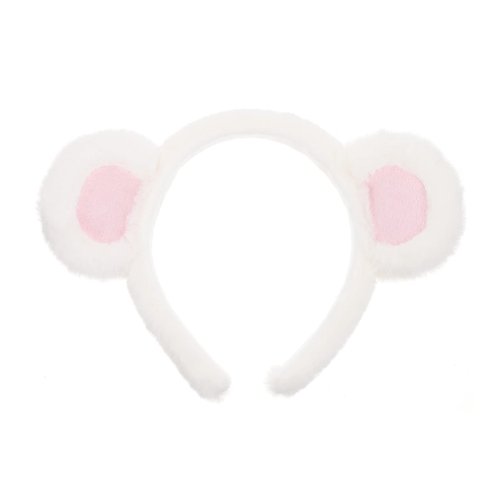 SOLUSTRE Bear Ears Headband Cloth Bear Face Wash Headband Adorable Head Wear for Women and Kids, White
