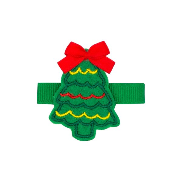Wee Ones Girls' Felt Christmas-Themed Apliques on a WeeStay Hair Clip, One Size, Tree
