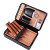 Time C Club 4-Finger Portable Black Weave Texture Travel Leather Cigar Case, Cigar Cutter, Cigar Humidor with and Humidifier, Groomsmen Gift, Birthday Gift