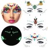 3Pcs Christmas Face Jewels Tattoo Eyes Gems, Glow in the Dark Christmas Luminous Face Gems Santa Elk Tree Fluorescent Crystals Face Stickers Jewels Temporary Tattoos for Girls and Women