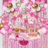 MSMANCY Pink Birthday Decorations for Women with HAPPY BIRTHDAY Banner Curtains Heart Star Balloons for 16th 18th 21st 30th 40th 50th 60th Birthday Party Supplies (Pink)