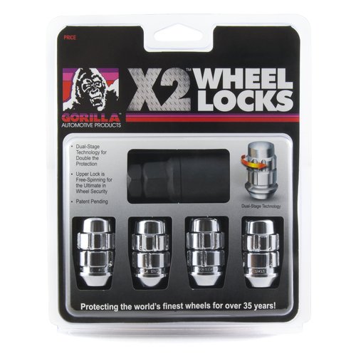 Gorilla Automotive (71641X) 14mm x 1.50 Thread Size Acorn Chrome X2 Wheel Lock, (Pack of 4)