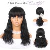 Lady Hanne Human Hair Wigs Natural Wave Human Hair Wig with Bangs for Black Women 16 inches None Lace Front Wear and Go Glueless Human Hair Wig