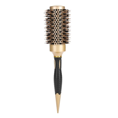 Saluaqui Ceramic Thermal Barrel Round Brush for Blow Drying, Round Brush, Portable Anti static Round Hair Comb Salon Styling Brush Gold & Black (A1813-43)