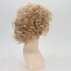 TISHINING Short Blonde Curly Wigs for White Women with Bangs Full Bouncy Curly Mixed Blonde Synthetic Short Hair Wigs for Women Natural Looking Heat Hair Replacemnet Wig