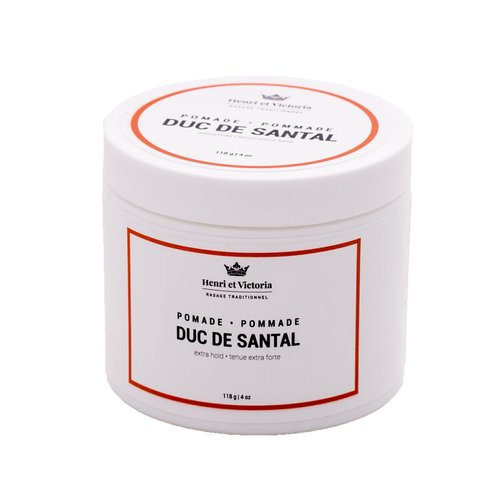 Duc de Santal Hair Pomade for Men for All Hair Styles - Strong Hold and Medium Shine, Water-Based Hair Styling Pomade, Adds Texture & Thickness to Hair, Easy to Wash Out, Handmade in Canada - 118g 4oz