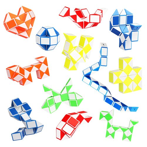 Ganowo Fidget Snake Cube Mini Twist Puzzle(12PACK) -Party Favors, Goody Bag Filler,Carnival Prizes,Classroom Rewards,School,Birthday Gift-Easter Egg Fillers for Kid Brain Teasers Speed Cube
