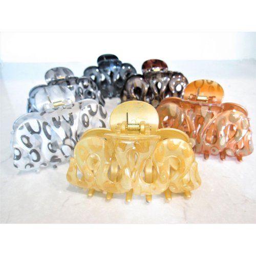 Painted curvy snake like acrylic hair claw clamp clips for thick hair (Primary color: Gray)