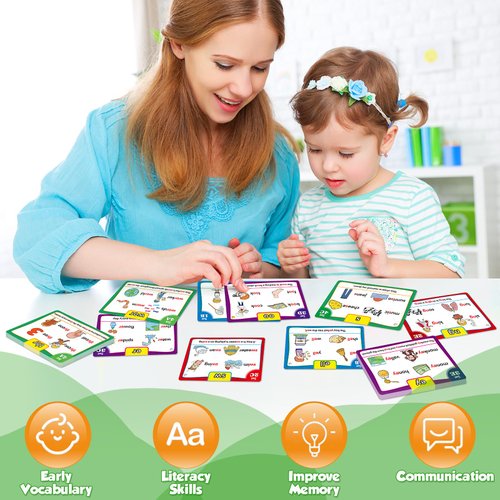Torlam Phonics Flash Cards Learn to Read Spelling Reading Sight Words Phonics Games, Digraphs CVC Blends Long Vowel Sounds Kids Dolch Fry Site Words for Pre-k Kindergarten 1st 2nd 3rd Homeschool