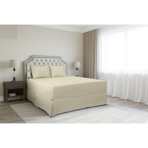 Cotton Metrics Linen 850TC Hotel Quality 100% Egyptian Cotton Bed Skirt 12" Drop Length King Size Ivory Solid