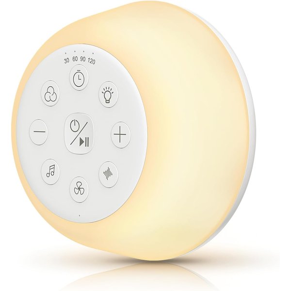 Rechargeable White Noise Machine with 9 Colors Night Light, Portable Sound Machine for Baby Adult Sleeping with 26 Soothing Sounds/4 Levels Brightness/5 Timers/32 Levels Volume for Home, Travel, Gift