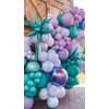 Mermaid Balloons, 12 Inches Purple and Green Balloons Teal Purple White Metallic Confetti Green Purple for Girls Mermaid Birthday Party Decoration Baby Shower Under The Sea Party Decorations