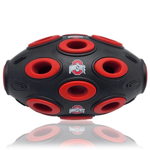Pets First NCAA Ohio State Buckeyes Football Treat Dispensing Toy for Dogs and Cats, Rubber Ball Dog Toy, Interactive Fun Dog Treat Toy, Natural Rubber Dog Feeding Toy