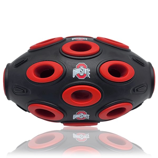 Pets First NCAA Ohio State Buckeyes Football Treat Dispensing Toy for Dogs and Cats, Rubber Ball Dog Toy, Interactive Fun Dog Treat Toy, Natural Rubber Dog Feeding Toy