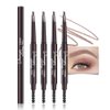 4 Pcs Ultimate Eyebrow Retractable Definer Pencils,Dual-Sided Natural Soft Textured Eyebrow Pencil, for Daily Look Eyebrow Makeup,Brow Brush,Fine Tip-Light Brown