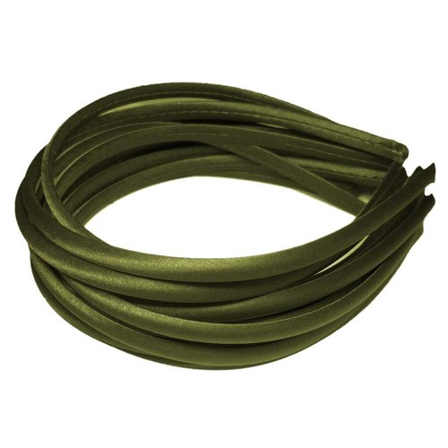 12pc Skinny Satin Headbands - 7mm wide, solid color packs (Olive Green)