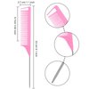 Patelai 16 Pieces Hair Comb Set, Includes Parting Combs, Sectioning Clips, Carbon Stainless Steel Combs (Black and Pink)