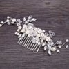 Leadigol 2PCS Bride Wedding Hair Comb Rhinestone Pearl Hair Pieces, Pearl Crystal Flower Leaves Hair Comb, Crystal Hair Accessories for Women & Girls