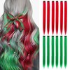 12 Pcs Red and Green Clip in Hair Extensions Long Straight Synthetic Hairpieces Christmas Women Festivals Party Supplies