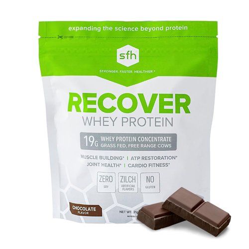 SFH RECOVER Whey Protein Powder (Chocolate) Great Tasting Grass Fed Whey for Post Workout | All Natural | No Soy, No Gluten, No RBST, No Artificial Flavors (20 serving bag)