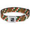 Dog Collar Seatbelt Buckle Pizza Pies 18 to 32 Inches 1.5 Inch Wide