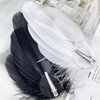 4 Pcs Fly-Wing Feather Hair Clips Heart Crystal Hair Barrettes Vintage Elegant Luxury Headpiece Bride Party Festival Wedding Jewelry Accessories for Women (Black+White)